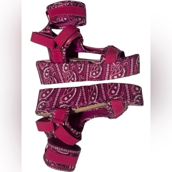 Fuchsia Paisley Platform Sandal Velcro Ankle Strap Open Toe women’s 6 Pazzle MIA - Picture 9 of 16